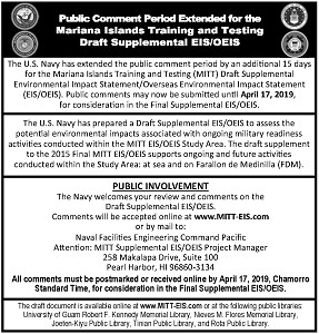 Draft Supplemental EIS/OEIS Public Comment Period Extension Display Ad (April 2019)
